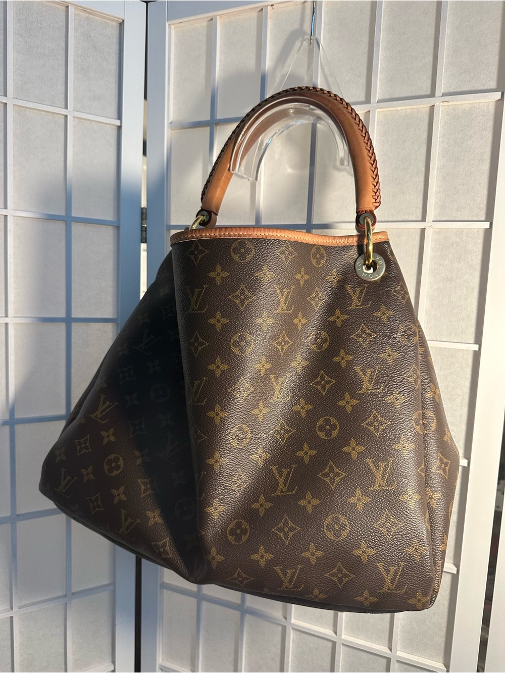 Louis Vuitton Monogram Canvas Hobo Shoulder Bag in Brown and Tan